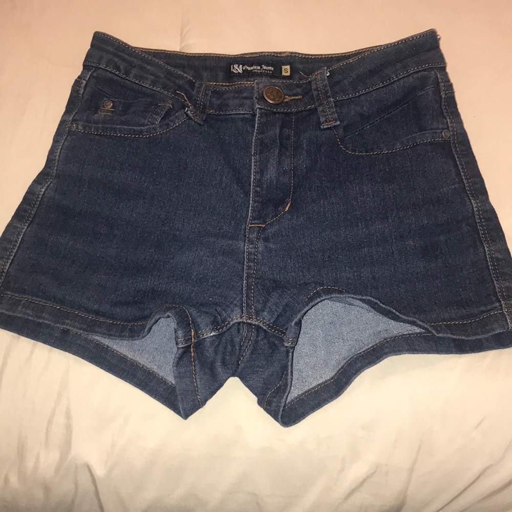 dark denim jean shorts